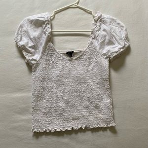 Smocked puff sleeve shirt